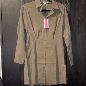ANDREE BY UNIT Olive Button Down Casual Dress